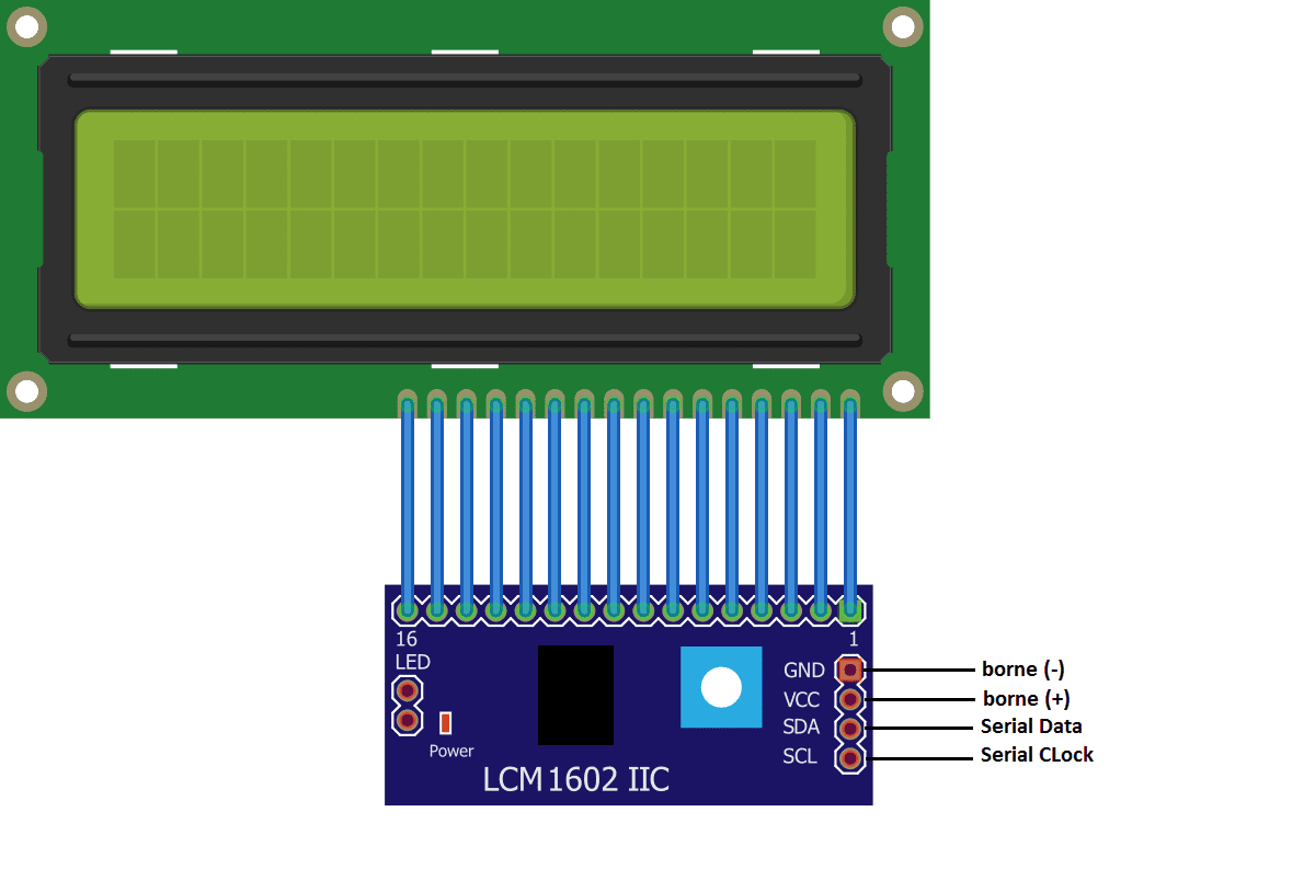Afficher un texte sur l'afficheur I2C LCD 1602A avec Arduino